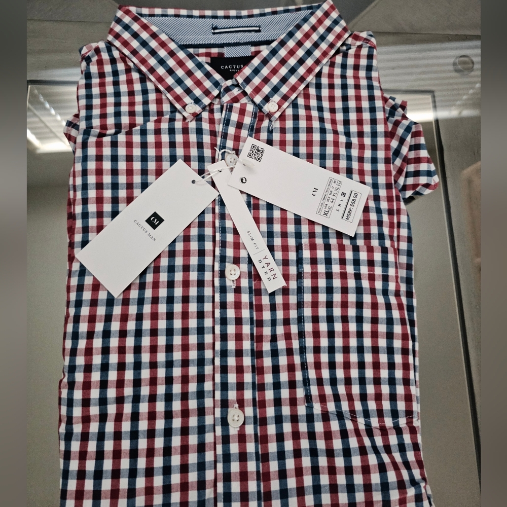 Men's Cactus Man Ricky Singh Red White Blue XL Long Sleeve Shirt